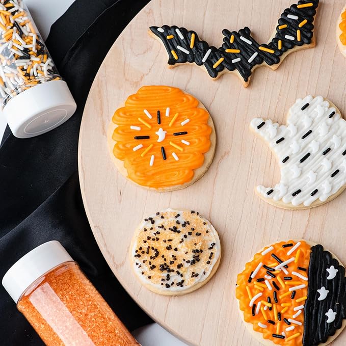 Sweets Indeed Dye-Free Halloween Sprinkles 4-Pack – 11.57 oz Natural Spooky Decorating Set | Sprinkle Mix, Ghost Confetti, Orange Sugar & Black Sugar | Edible Dye-Free Cake & Cupcake Decorations