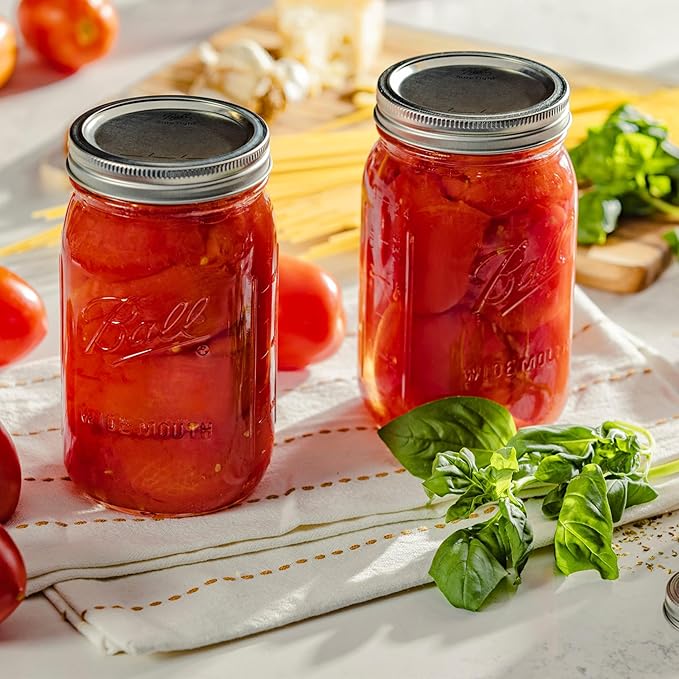 Ball Wide Mouth Clear Glass Canning Quart 32 Oz Mason Jars with Lids, 12 Pack