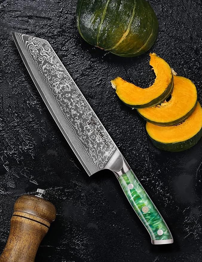 8.5 inch Kiritsuke Kitchen Chef Knife - 67 Layers Damascus Steel & Resin Handle - Xuan Series(Jade Green)