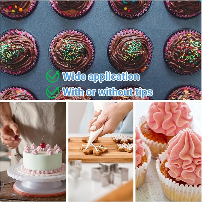 18 Inch Large Piping Bags - 100 Pack Disposable Pastry Bags - Thick Anti-Burst Pastry Icing Frosting Piping Bags For Decorating Cupcakes Cakes Cookies (Large 18 Inch-100 Pack)