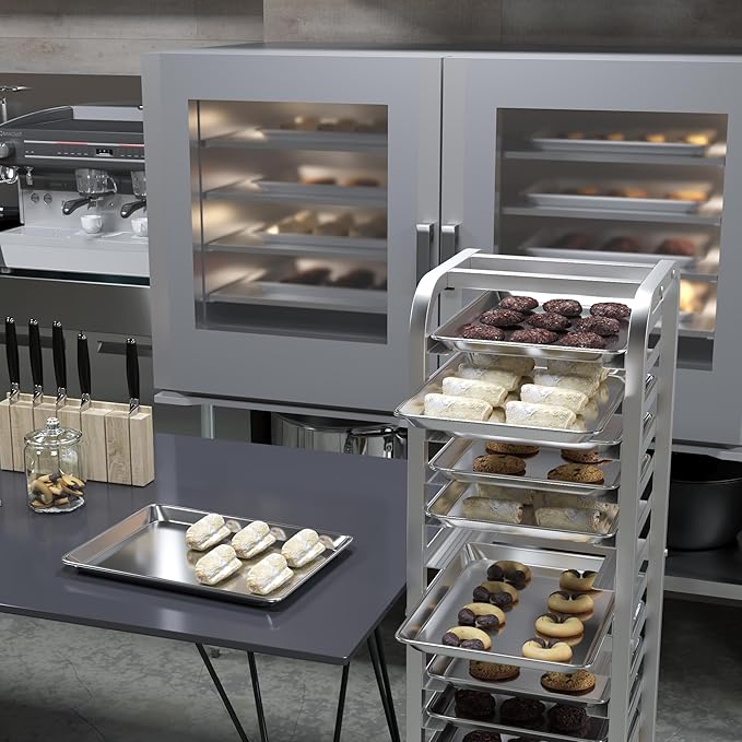 Pack of 12 | Size 13 in. x 18 in. Half Size Aluminum Bun. / Sheet Pan | Ideal for baking, roasting, cooling, prepping, or storing - a must-have in restaurants, bakeries, and busy kitchens.