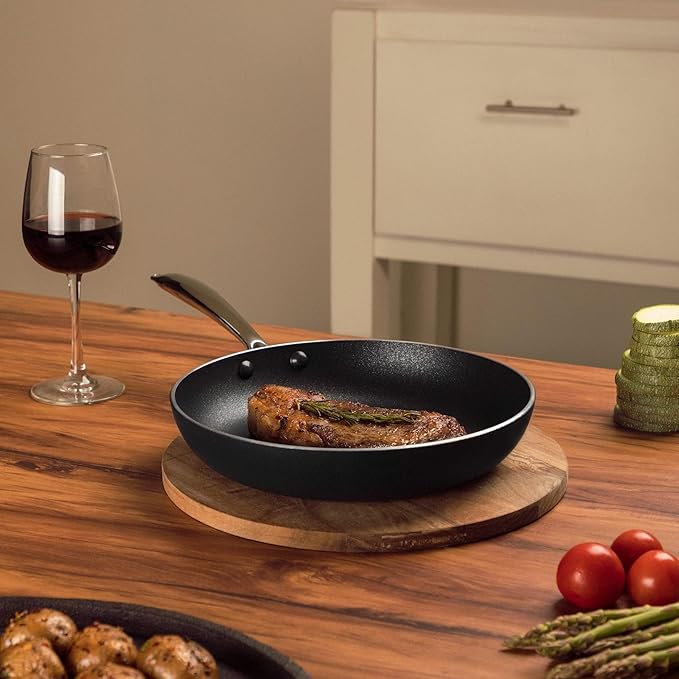 Vasconia Urban 12" Nonstick Frying Pan (Black) - Advanced Nonstick Coating Aluminum Skillet with Fast Cool Handle - Grill Oven Dishwasher Safe up to 475Β°F Cooking Pans for Most Stovetops