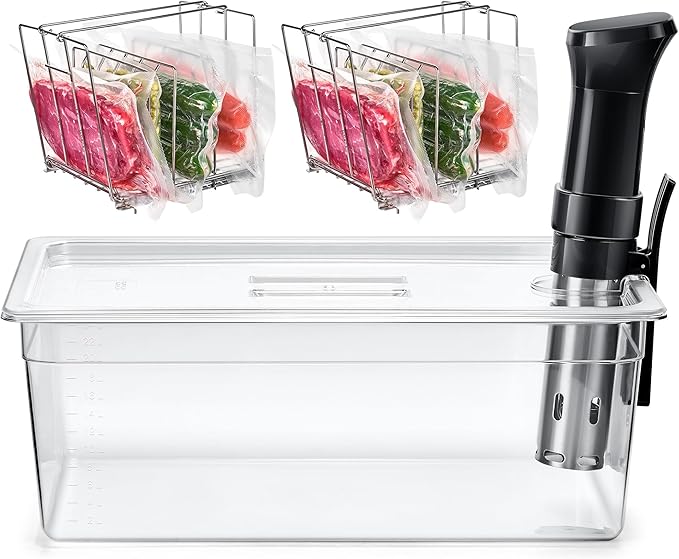 HOMENOTE Large Sous Vide Container 26 Quarts with Lid,Complete Sous Vide Accessories Kit BPA Free,Compatible with Anova and Most Sous Vide Cookers(Comes with 2 Sous Vide Racks and Insulating Sleeve)