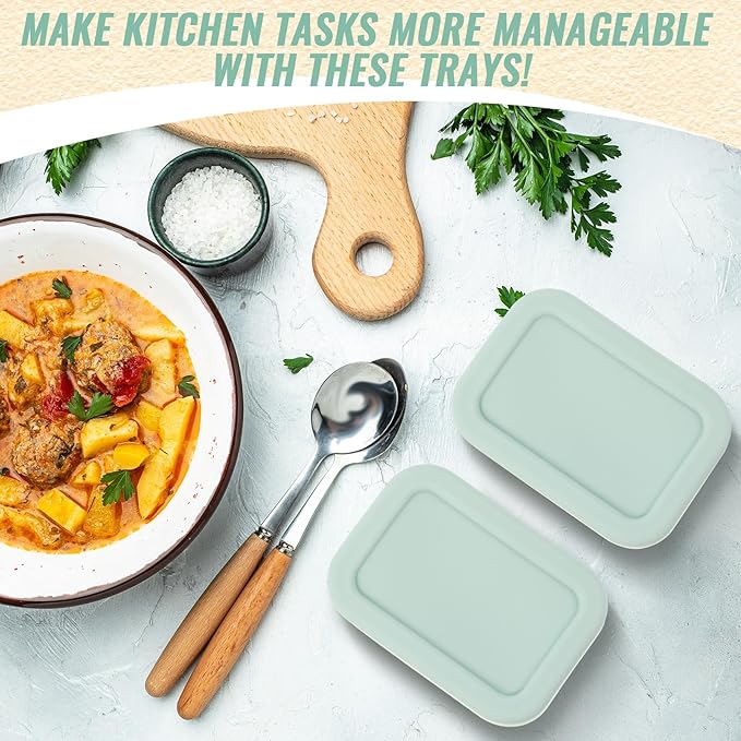 6 Packs 1 Cup Silicone Soup Freezer Molds with Lid Silicone Soup Freezer Trays Rectangle Reusable Food Preserving Tray Freezing Sauces Stews(Sage Green)
