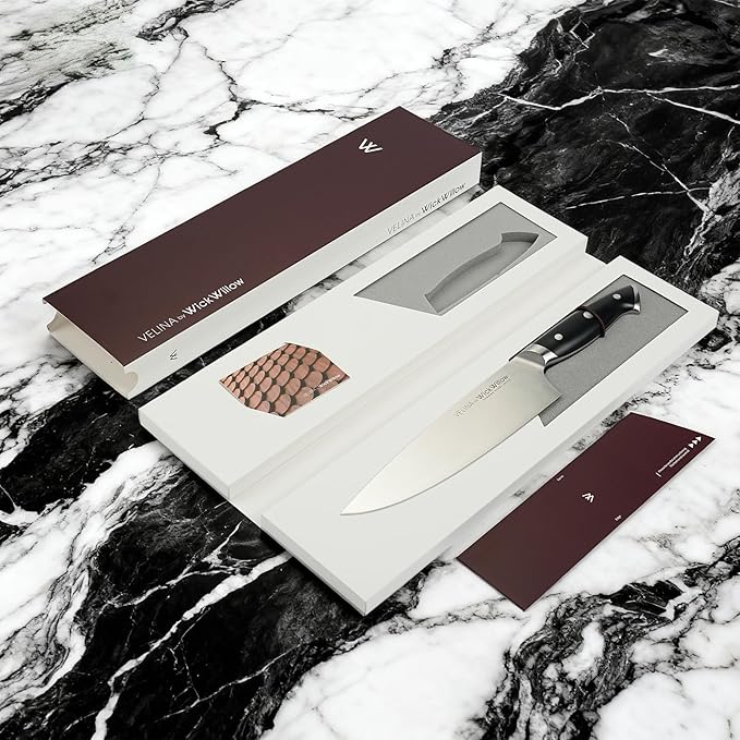 8” Chef Knife – Razor Sharp German Steel DIN1.4116 – All-Purpose Kitchen Knife for Slicing, Dicing & Chopping – Full Tang & Ergonomic Handle – Home Essential Kitchen Knife – Gift Box – Velina series