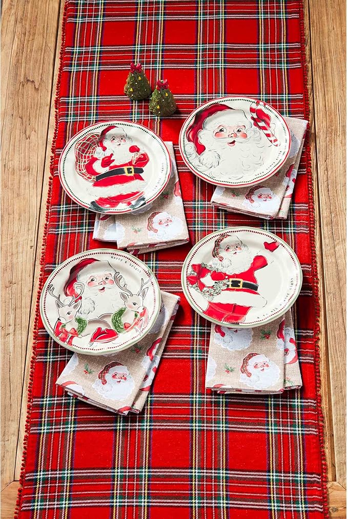 Mud Pie Santa Salad Christmas Plate, Wreath, 8" dia