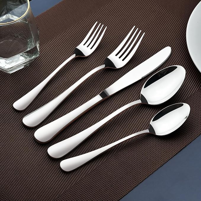 60 Piece Silverware Set for 12, Heavy Duty Stainless Steel Flatware Utensils Cutlery Set Including Steak Knife Fork and Spoon, Dishwasher Safe,Gift Package for Wedding Housewarming