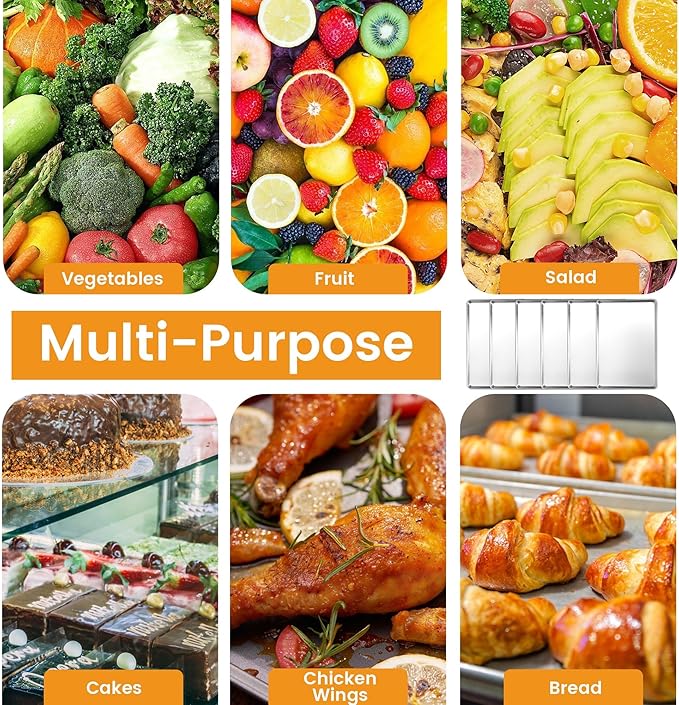 6 Pack Quarter Size Baking Sheet Pan, Aluminum Commercial Cookie Sheet Pan, Durable & Anti-Stick 13”x 10”