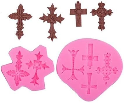 Cross Molds Silicone,2 Pcs Baptism Cake Decorations Cross Cake Mold Cross Mold Baptism Cake Toppers for Baptism Party Supplies