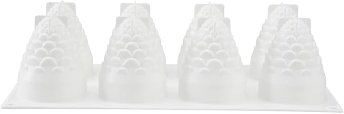 Pastry Tek 8 Cavities Pineapple Mold, 1 Oven-Ready Pineapple Jello Mold - Flexible, Freezable, White Silicone Tropical Fondant Mold, Easy Release, For Baking - Restaurantware