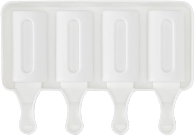 Pastry Tek 4 Cavities Popsicle Molds, 10 Cylinder Cakesicle Molds - Flexible, Freezable, White Silicone Cake Popsicle Molds, Easy Release, For Baking - Restaurantware