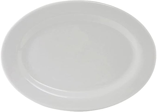 Tuxton China ALH-082 Platter, 8-1/4" x 5-3/4", Oval, Wide Rim, Rolled Edge, Microwave and Dishwasher Safe, Oven Proof, Fully Vitrified, Alaska, Porcelain White, Pack of 36