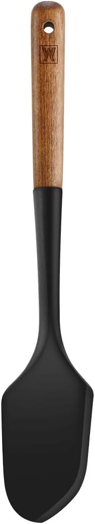Silicone Head Scraping Spatula with Wooden Handle: Multi-Purpose Cooking Tool for Spreading, Baking and Mixing, Heat Resistant Cookware, Protects Surfaces with Gentle Head Design
