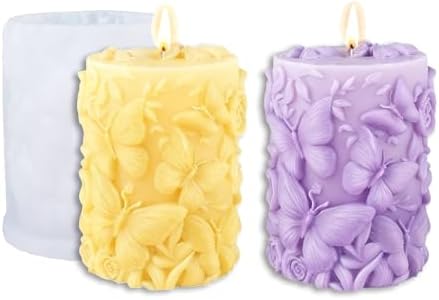 Flower Silicone Candle Molds, 3D Butterfly Silicone Molds for Soap Wax Resin Casting, DIY Floral Art Craft for Home Wedding Decor Gifts (White2)