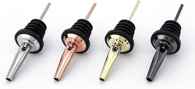 Pafusen 24 Pack Liquor Bottle Pourers, Liquor Pour Spout for Liquor Bottles, Stainless Steel Olive oil Dispenser Spout, Alcohol Pourer Dust Caps Covers Fixed, Rose Gold