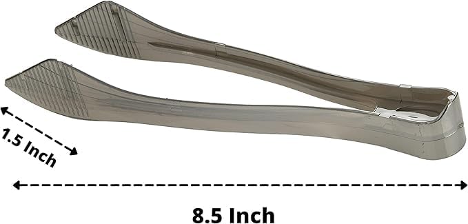 PARTY BARGAINS 8.5 Inches Plastic Serving Tongs, 12 Pack, Premium Quality & Heavy-Duty Silver Plastic Tongs for BBQ, Salads, Grilling, Buffets, & Kitchen
