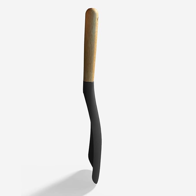 VOVOLY Cooking Spoon for Nonstick Cookingwares, Silicone Spoon Spoon for Mixing, Scoop, and Scrape, Black (13.4''+11.4" Black 2-Pack)