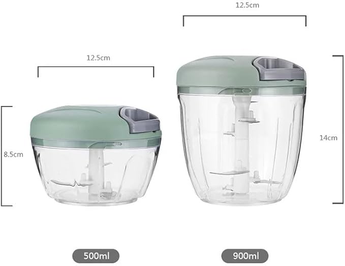 Food Chopper,Garlic Chopper with Container,Vegetable Kitchen Cutter,Pull String Hand Manual Food Processor Sharp Blades Mincer Shredder for Cutting Onions Chili Ginger Seasoning (Blue, 900ml)