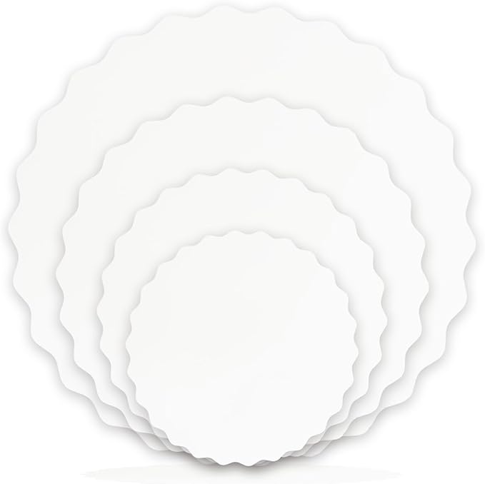 qiqee 10 Inch White Wave Cake Boards Round 50-Packs Circles Rounds Base Food-Grade Cardboard Wave Cake Plate（Thinner But Stronger）