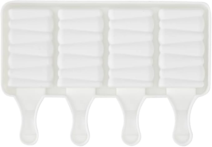 Pastry Tek 4 Cavities Popsicle Mold, 1 Rectangle Cakesicle Mold - Flexible, Freezable, White Silicone Cake Popsicle Mold, Easy Release, For Baking - Restaurantware
