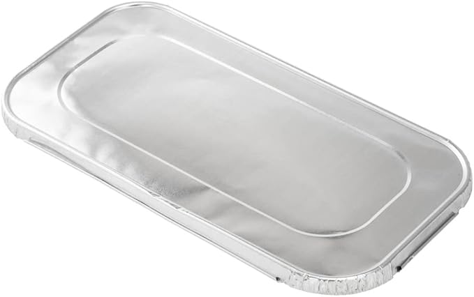 Restaurantware-LIDS ONLY: Foil Lux Foil Pan Lids Pack of 25 Oven-Ready Aluminium Tray Covers - Pans Sold Separately, Fits 1/3 Third-Size Steam Table, Foldable Edges, Freezable, Silver, Disposable