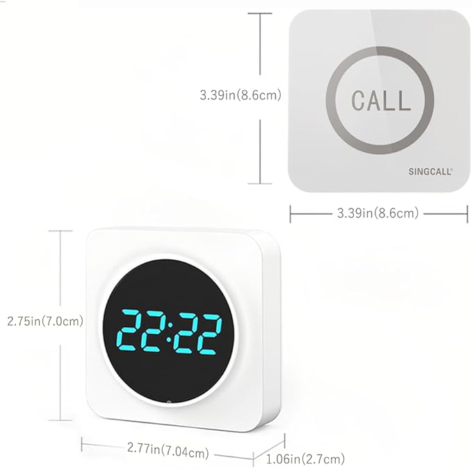 SINGCALL Restaurant Pager System Waiter Calling System Pagers and Beepers for Kitchen,Fast Food,Hotel,Restaurants,Cafe,Bar to Call Waiters 16 Waterproof Wireless Call Buttons 2 Number Display Receiver