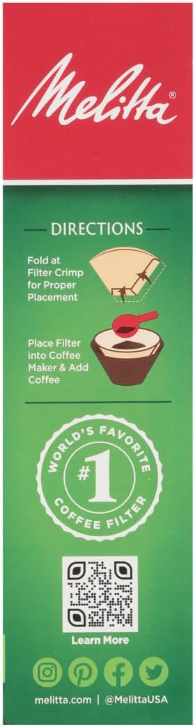 Melitta #4 Cone Coffee Filters, Natural Brown, 100 Count (Pack Of 3), 300 Total Filters - Fits all 8-12 Cup Cone Coffee Makers and Pour-Overs, Compostable, Tear-Resistant, Made in USA