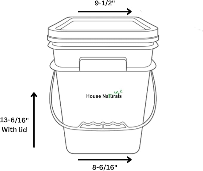 House Naturals 4 Gallon Square Food Grade Bucket Pail with Plastic Handles and Lid (Pack of 3) Made in USA containers (Pink - White lids)