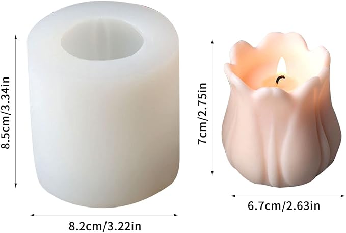 Silicone Candle Mold, 3D Handmade Soap Mould,Tulip Flower Shape Mold,Fondant Chocolate Baking Molds,Polymer Clay Casting Mold for Candle Making Home Decoration
