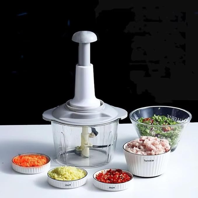 Manual Vegetable Cutter Chopper, Food Processor 1.5L Bowl Effortless Meat Mincer Fruits and Herbs Chopper Garlic Onion Hand Press Manual Food Chopper (Mint Green)