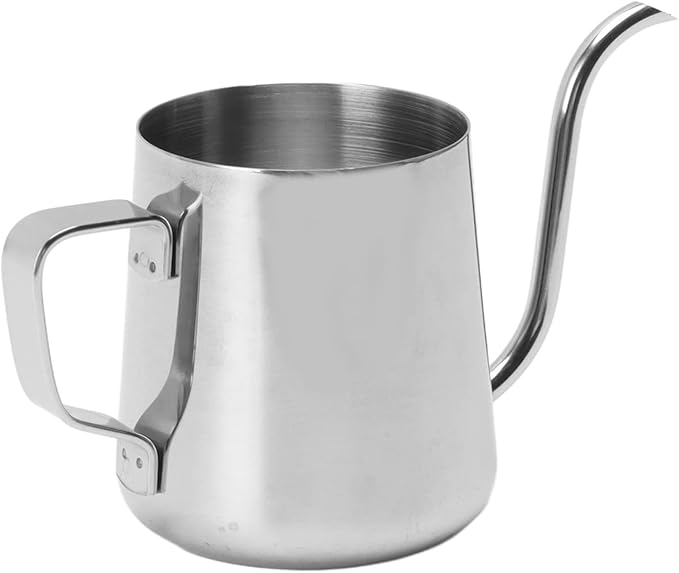 Pour Over Coffee Kettle, Stainless Steel Gooseneck Spout Pour Over Coffee Kettle Long Narrow Drip Spout Coffee Tea Pots for Pour Over Coffee, Home Brewing, Camping (8.5oz, Silver)