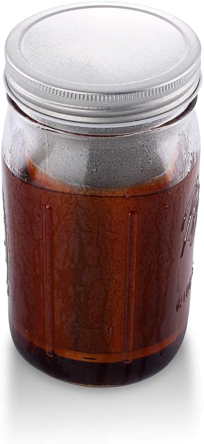 MODERNJOE'S Premium Infuser Cold Brew Coffee Maker for 2 Quart Wide Mouth Mason Jars. Cold Brew Coffee Filter. Perfect for Ice Coffee and Tea. 50 Micron EXTRA Fine Mesh 304 Stainless Steel