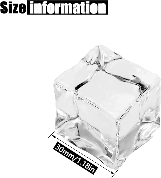 Fake Ice Cubes, 30 mm 25 PCS Artificial Acrylic Crystal Diamonds for Vase Fillers,Table Scatter, Party Favor, Wedding Decoration, Photography Props, Food Display, DIY crafts