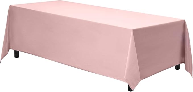 Gee Di Moda Rectangle Tablecloth - 90 x 156 Inch Pink Table Cloth for 8 Foot Table with Floor-Length Drop - Heavy Duty Washable Fabric - 8 Ft Buffet Table, Holiday Party, Wedding & Baby Shower