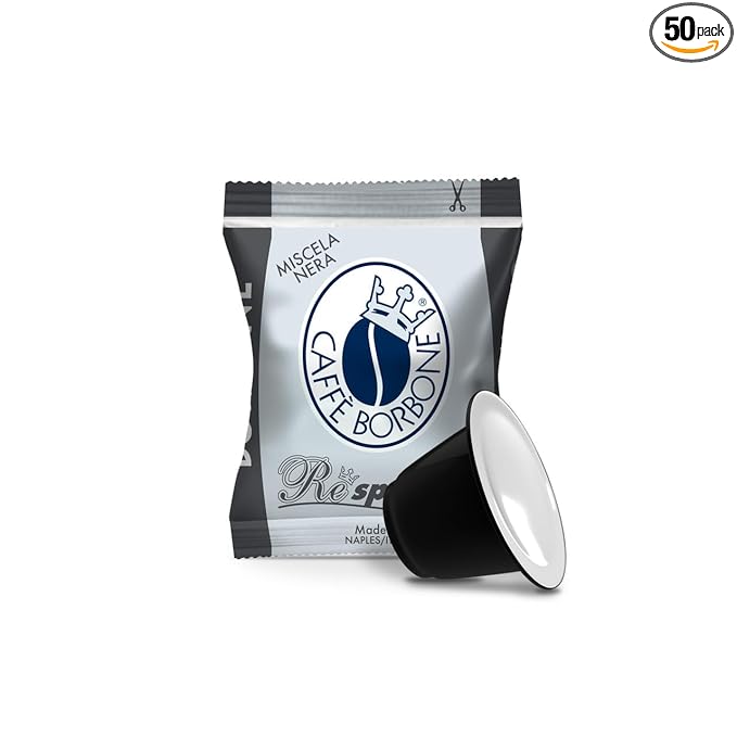 Caffè Borbone Black Blend Nespresso Compatible Espresso Coffee Pods, 50 Count Espresso Pods