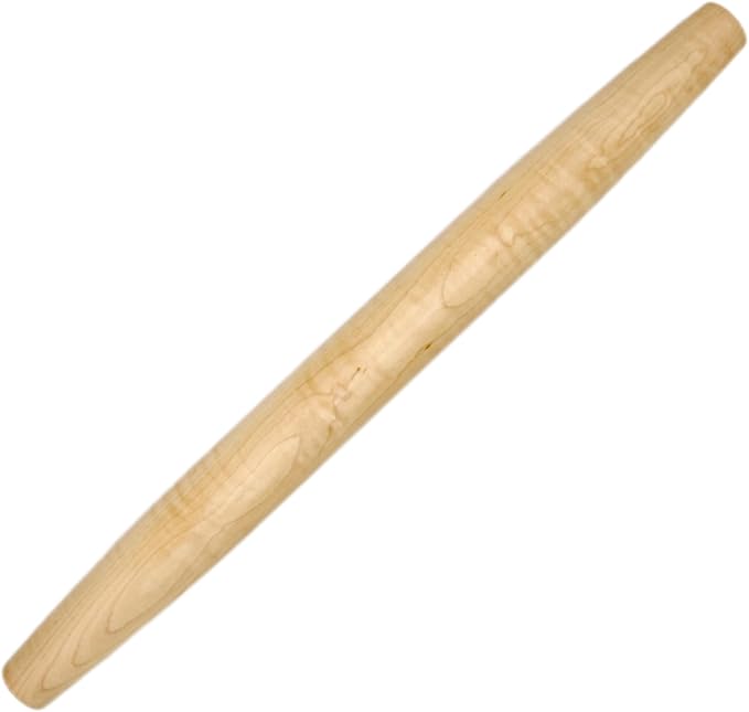 Handmade 20-Inch French Rolling Pin: Tapered Wooden Rolling Pin for Dough, Pastry, Pizza, and Tortilla. Crafted in Kentucky from Maple Wood. Perfect for Baking Enthusiasts.