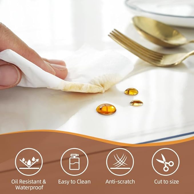 Warmstar Clear Table Cover Protector, 42 x 78 Inch, 1.5mm Thick PVC, Rectangle, Desk & Dining Table Protector Mat