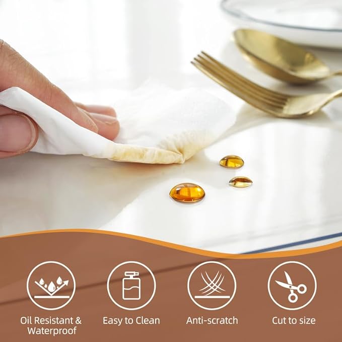 Warmstar Clear Table Cover Protector 36 x 40 Inch,1.5mm Thick Plastic Table Cover Rectangle,PVC Clear Table Protector,Desk Protector Mat for Kitchen, Dresser, Writing Desk，Dining Room Table