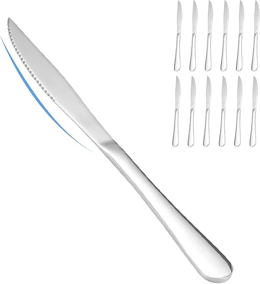 SANTUO 12-piece Dinner Knives, Serrated 18/10 Stainless Steel Steak Knife Set of 12 (9.05 -inch)