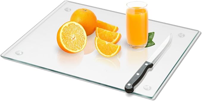 Tempered Glass Cutting Board for Kitchen, Clear Glass Board for Countertop, with Non-Slip Feet, Heat Resistant, Extra Large Size 18x24" 1Pcs