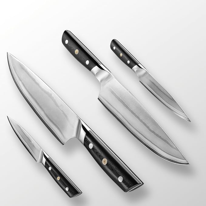 10C Kitchen Knife Set 2pc,8" Chef Knife & 5.5" Utility Knife,VG10 High Carbon Stainless Steel,6-Star Sharp Standard,G10 Black Handle,Love's Gift Box