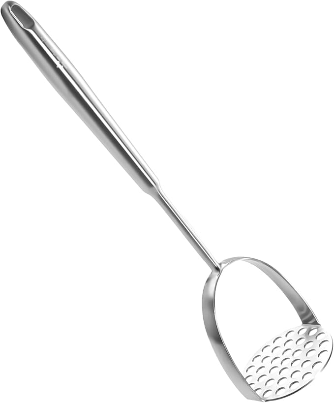 Potato Masher Stainless Steel - Mashed Potato Masher Kitchen Utensil，Potato Smasher For Potatoes, Bean, Vegetable & Fruits，Pet Food, Heavy Duty Metal Avocados Smasher Tool, Dishwasher Safe, 14 Inch