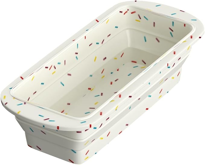 Foldable Silicone Loaf Pan, Non-Stick Bread Pan, Sturdy Cake Tin for Baking, Easy Release Loaf Pan, Great for Cakes, Brownies, Dishwasher Safe (9"x4"x2.5", Off-white, 1 Piece)