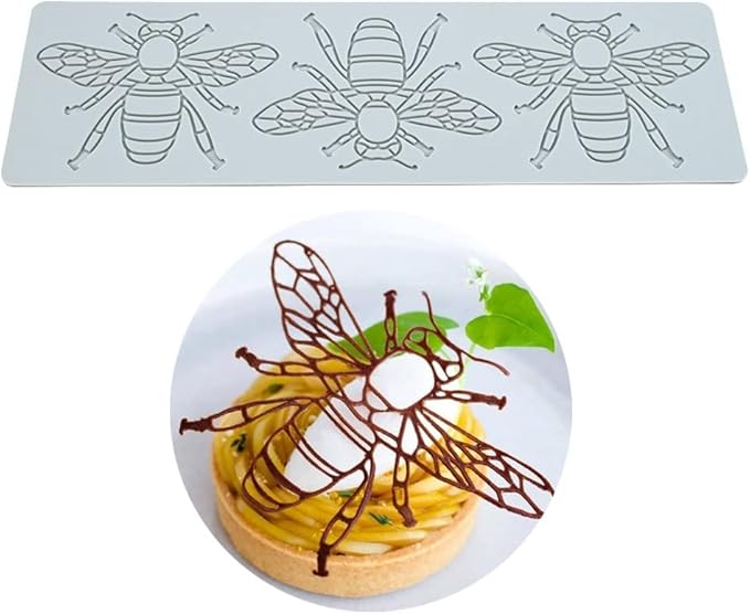 Silicone Molds 3D Hollow Leaf Chocolate Molds Honeycomb Bee Candy Mold Flower Pattern Fondant Mold Cake Topper Sugar Craft Decoration (G_Bee_12.8 * 3.8 * 0.12inch)