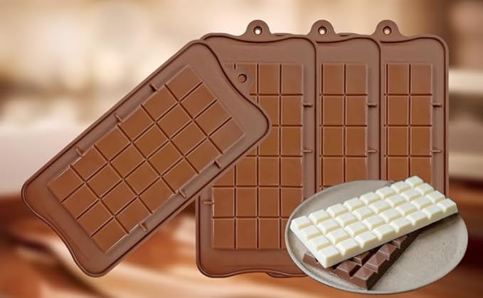 Silicone Break-Apart Chocolate, Food Grade Non-Stick Protein and Energy Bar Mold (Chocolate Bar Mold Set of 3) (3)