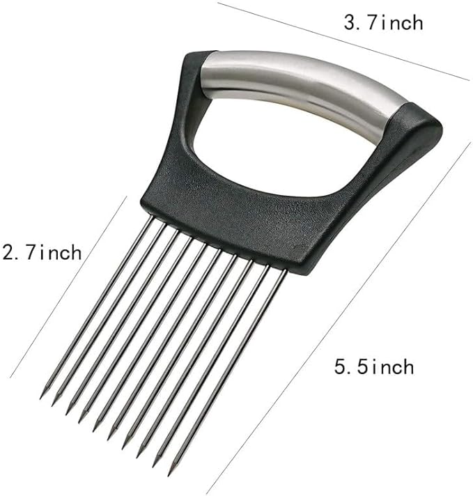 Onion Slice Holder, 2024 New Stainless Steel Holder for Slicing, Chopper Assistant Tool, Cutter for Meat, Onion, Potato, Tomato Kitchen Gadgets (Pink, 3 Pack)