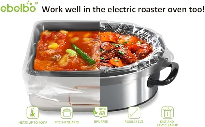 Large Size 36 Count Slow Cooker Liners 13"x21", Disposable Nylon Pot Liners, Multipurpose BPA-Free Cooking Bags, Fits 3-8 Quarts Oval & Round Pots & Slow Cookers