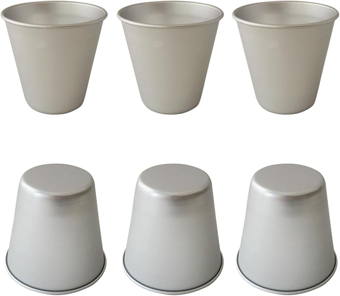 6 PCS Tart Pan Set, Aluminum Popover Pans, Individual Yorkshire Pudding Cup Molds, Deep Round Dish for Egg Tart, Muffin, Cupcake (3.58x 2.28x 3.15 Inch)