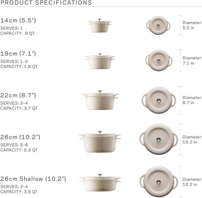 Vermicular Oven Pot | Non-Toxic Enameled Cast Iron Pot | 26cm Shallow (3.9 Qt) | Oven-safe | Induction-compatible | Dutch Oven | Made in Japan | Serves 3-4 | Pearl Pink