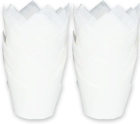 500 pcs Large size White Tulip Baking Cups 2-1/4"(Base diameter) x 4"(Wall height) Greaseproof paper baking cupcake Muffin liners